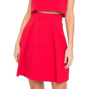 Black Halo Woman’s Red Pleated Sanibel Mini Skirt size 4